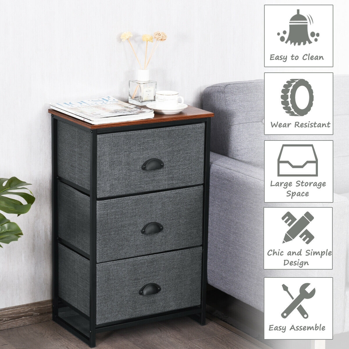 8 X 3 Drawer Silver Tower Unit Storage Organizer Mini Small