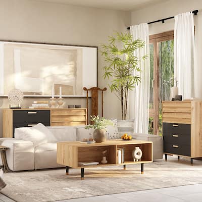 Living Bedroom Set Modern Three-Piece Set: Coffee Table Chest Dresser