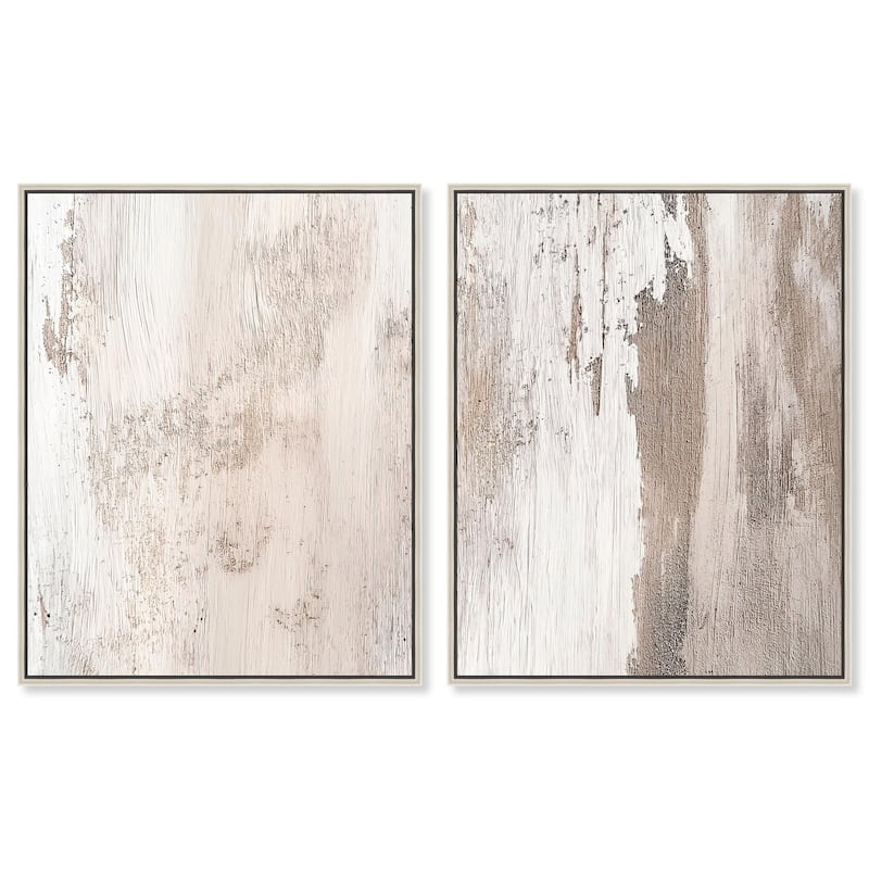 Striated Texture III Canvas Set of 2 by Art Remedy - 36" x 45" - Silver