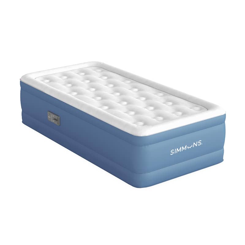 Simmons Rest Aire 17 in. Air Mattress with Built-In Pump - Raised Inflatable Bed with Auto Shut-Off, Plush Top - Twin