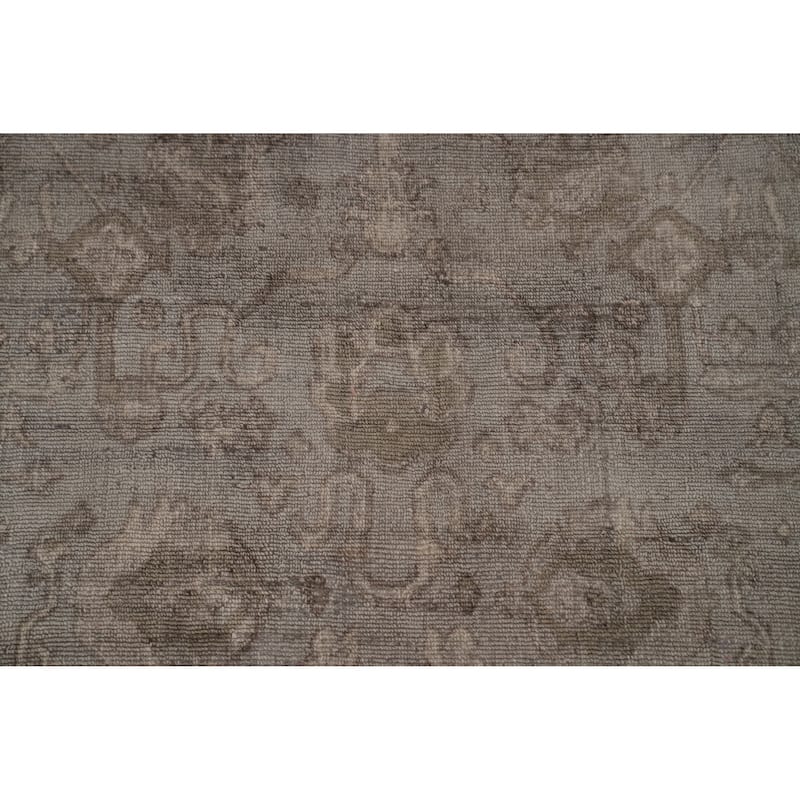 Hand-knotted Transitional Silk Carpet Grey Oushak Rug Floral Oriental Area Rug - 8' 0'' X 5' 7''