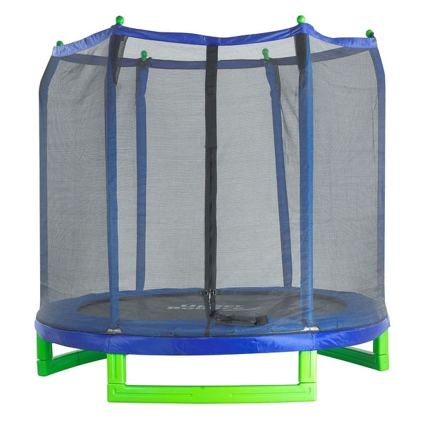 slide 2 of 4, Machrus Upper Bounce 7' Indoor/Outdoor Classic Kiddy Trampoline with Safety Net Enclosure Set