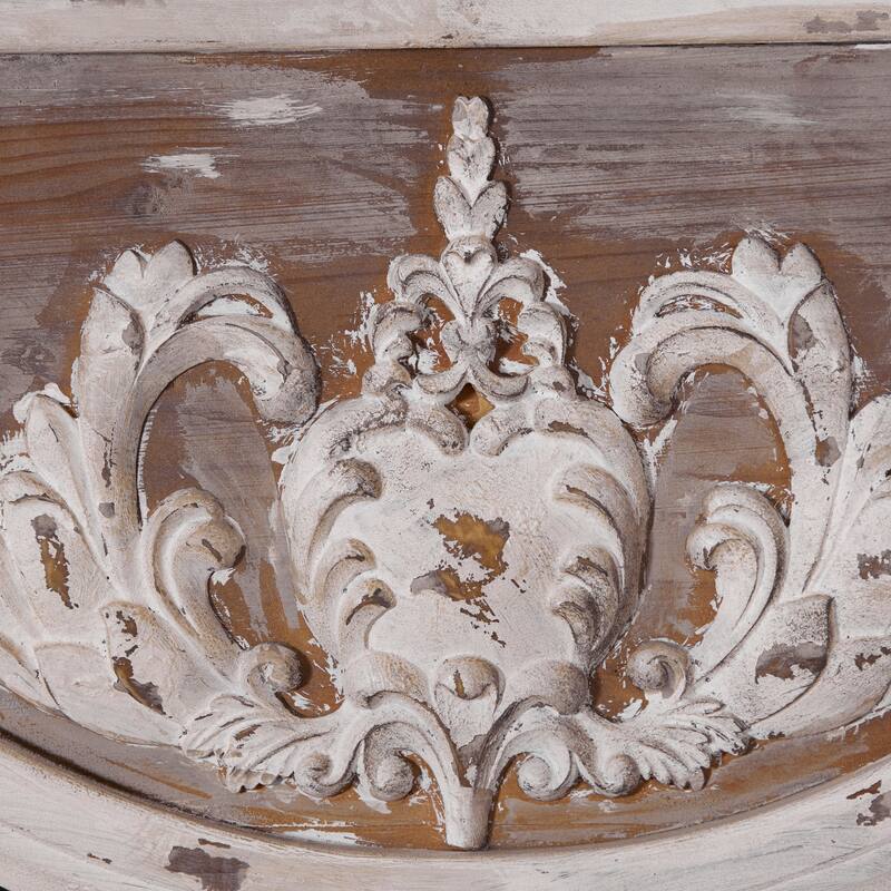 Brown Wood Carved Acanthus Floral Wall Mirror