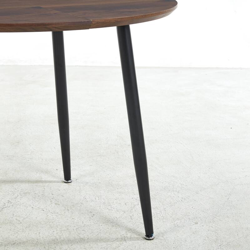 Extensible Oval Dining Table for 4-6 Person, Multi-functional Office Dining Table, Kitchen Table with MDF Top & Metal legs