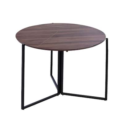 Walnut Foldable Round Trifold Table 35" Space-Saving Multi-Use