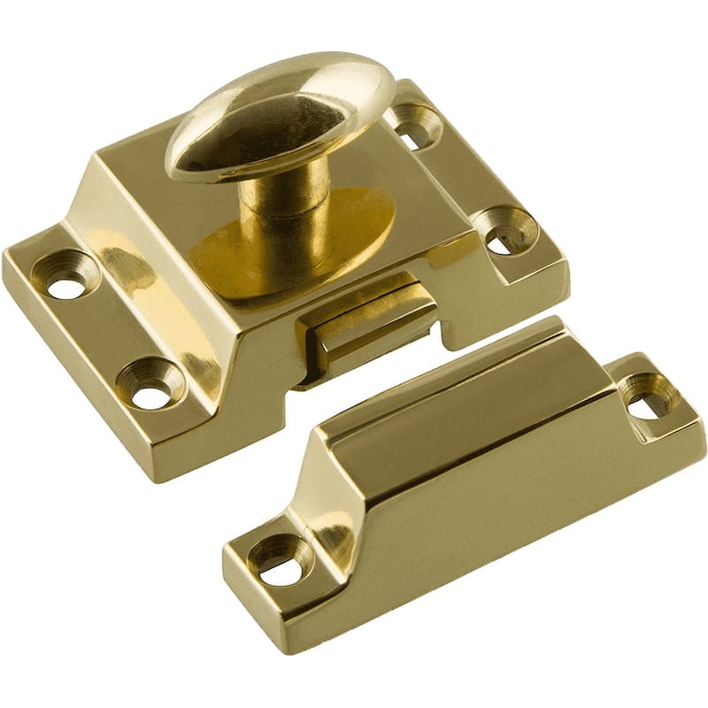 Nostalgic Warehouse FCT_PLN 2-1/8" Long Solid Metal Cabinet Latch - Polished Brass