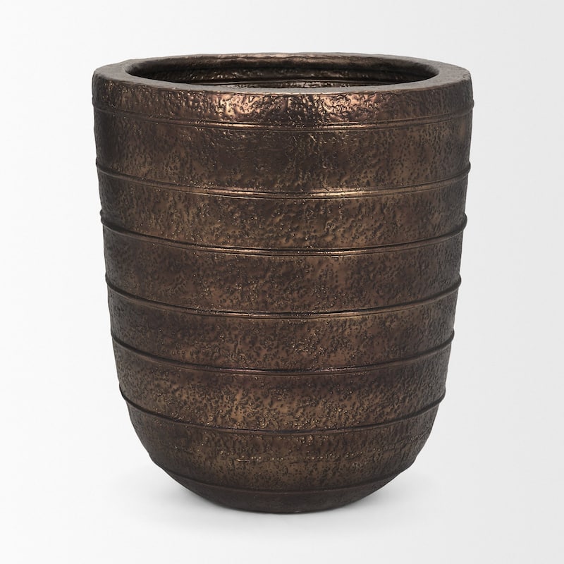 Aivana Large Antiqued Gold Metal Floor Vase