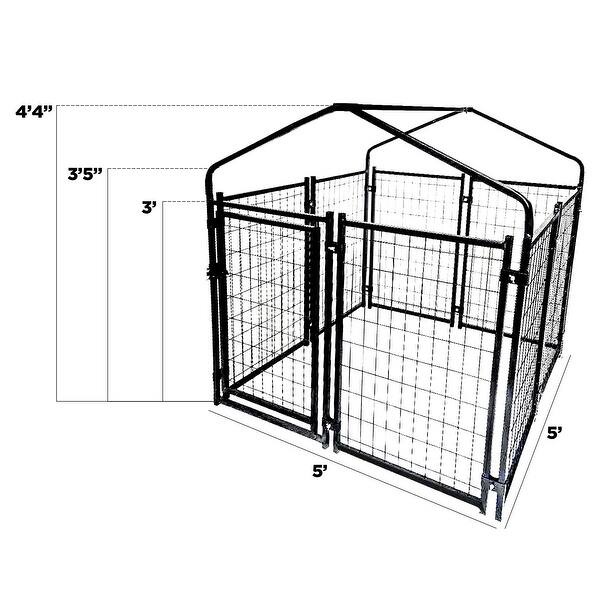 ALEKO Dog Kennel Pet Playpen Fence with Roof and Cover Bed Bath