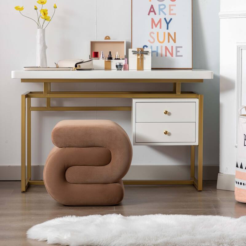 S-shape Ottoman Makeup Stool Footstool （Teddy/Velvet）