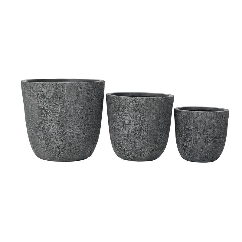 Roomfitters Lightweight MGO Planter Set of 3, Round Weather Resistant Outdoor Indoor Flower Pots for Garden Patio