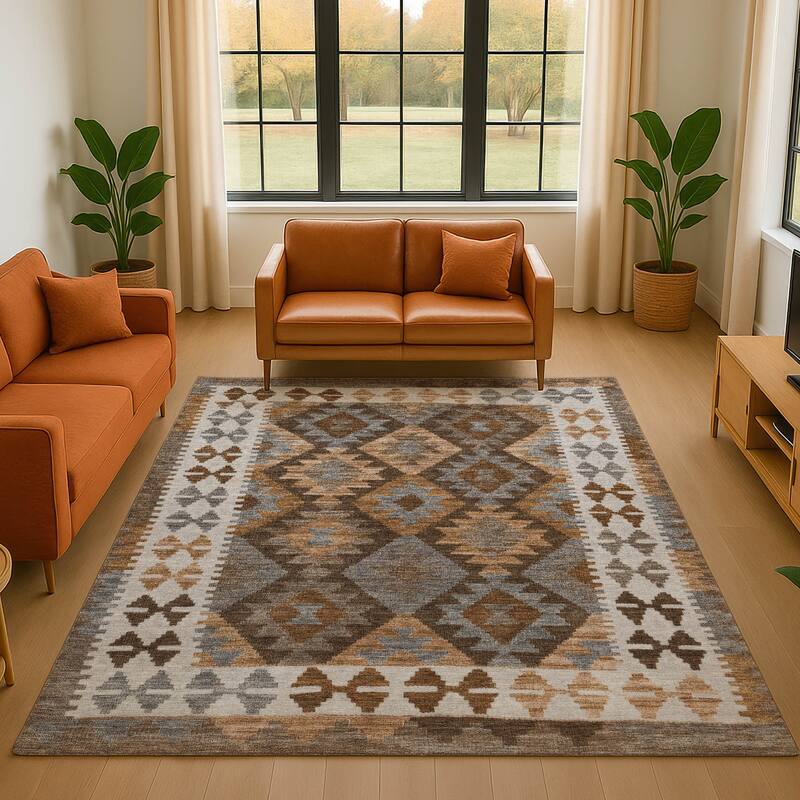 Premium Washable Super Soft Traditional Global Mayfield Rug - Copper - 3' x 5'