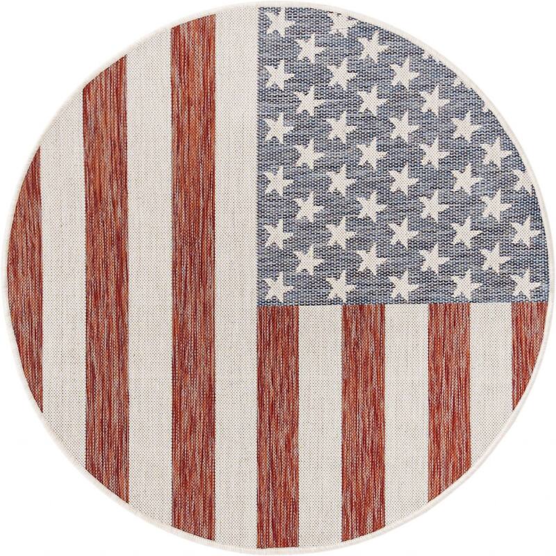 Outdoor Zrand Collection Area Rug - Red - 4' Round