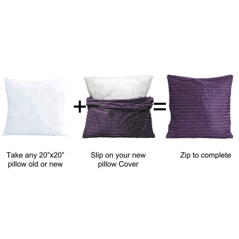 Ribbed Flanned 4 Pieces Pillow Shell Set, NO INSERT