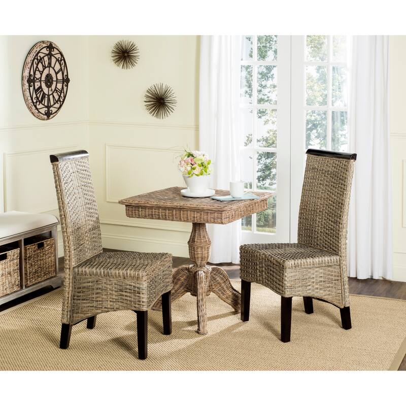 SAFAVIEH Gunvor Grey Wicker Dining Chair (Set of 2) - 17.3" x 24" x 39.3" - 17Wx24Dx39H - Grey