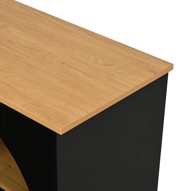 3-Piece Retro Entertainment Center for TVs up to 70", Two-Tone Farmhouse TV Stand with Sideboard & Bookshelf