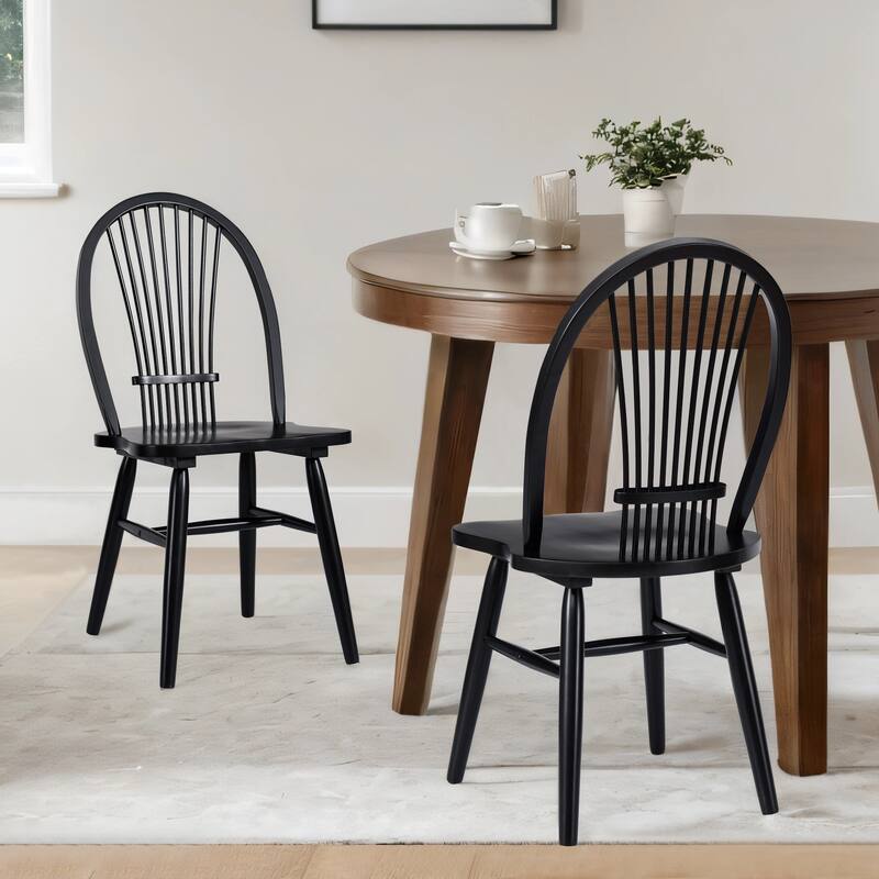 Windsor 17.9" Wide Butterfly Shape Seat Bow Back Dining Chairs - Set of 2 - Black