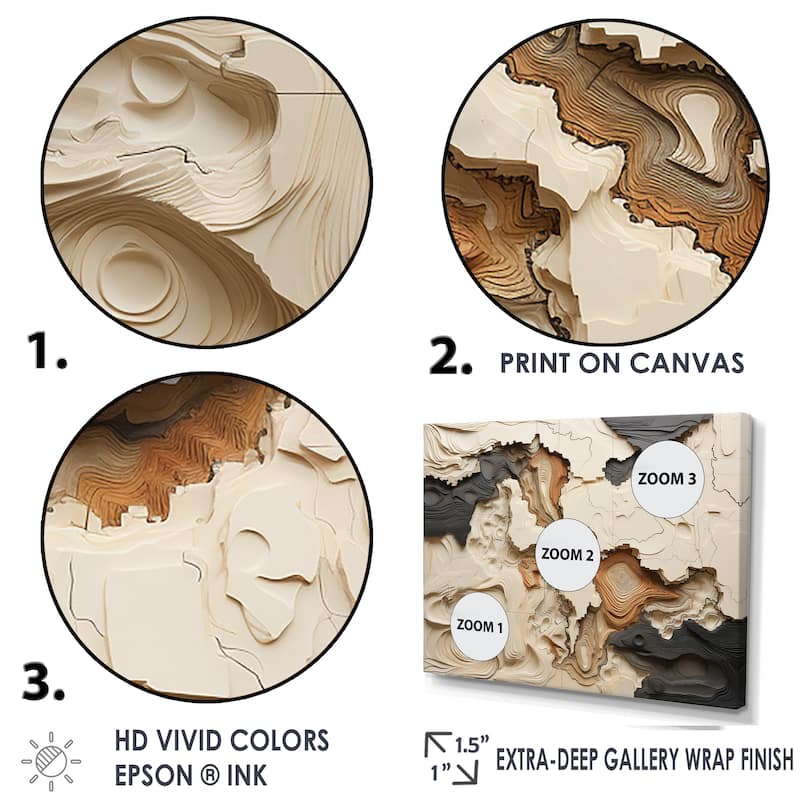 Designart "Beige And Brown African River Collage" Abstract Shapes Wall Art