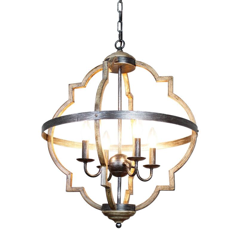 4 Light Farmhouse Dry Rated Chandelier - 21"x21"