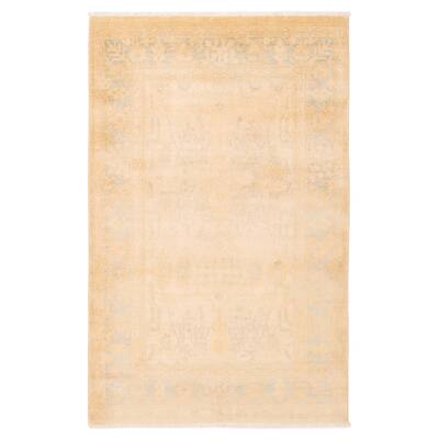 ECARPETGALLERY Hand-knotted Peshawar Oushak Ivory Wool Rug - 5'0 x 7'10