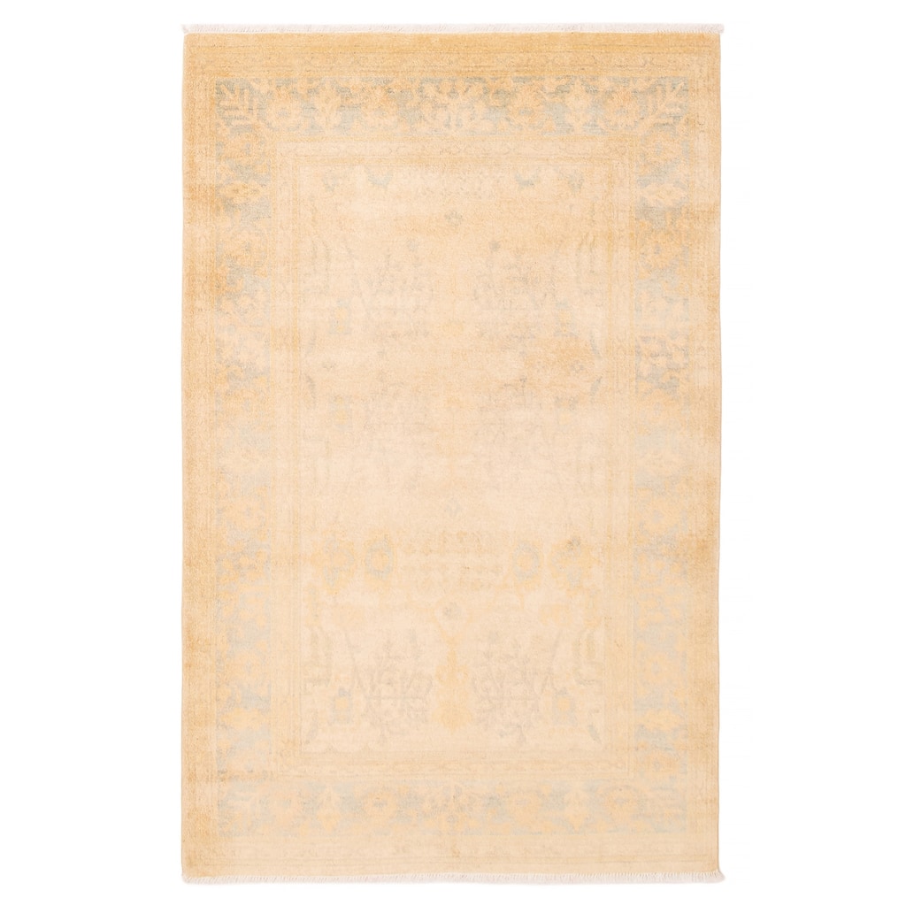 ECARPETGALLERY Hand-knotted Peshawar Oushak Ivory Wool Rug - 5'0 x 7'10