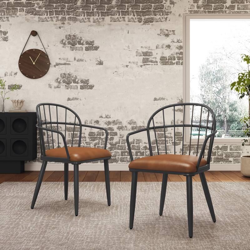 Indoor Upholstered Dining Chair With Metal Legs (Set of 2)