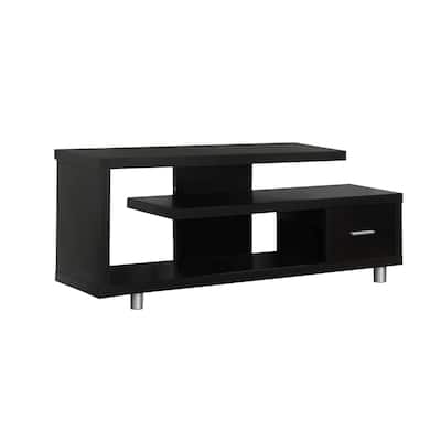 60 Inch Dark Brown Wooden TV Stand Cabinet with Hidden Storage Space Suitable for Living Room Bedroom Or Office