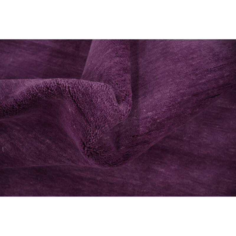 Hand Knotted Oriental 100% Wool Carpet Modern Solid Purples Gabbeh Area Rug - 9' 2'' X 6' 1''
