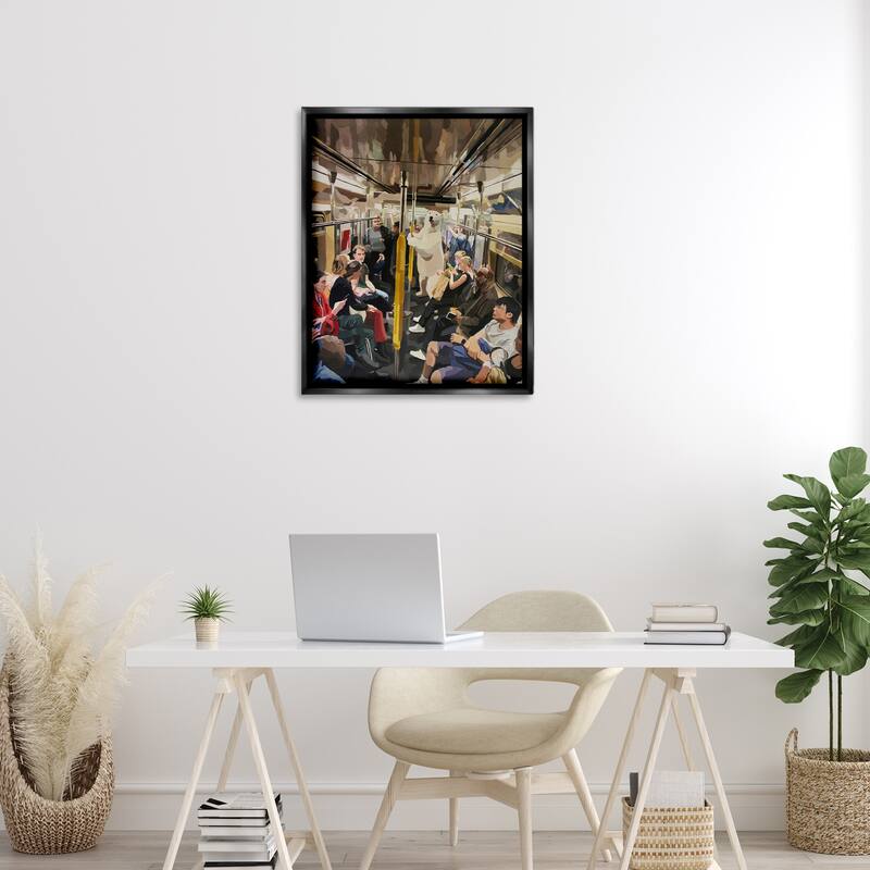 Stupell Polar Bear on Subway Framed Floater Canvas Wall Art Design By Keith Thomson
