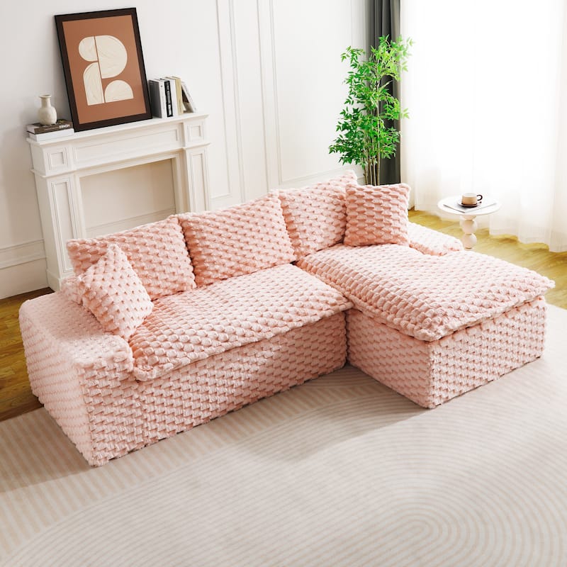 L-Shaped Sleeper Sectional Sofa Convertible Straight Sofa, Loveseat and Chaise Lounge Set for Living Room