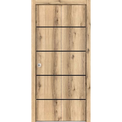 Bi-fold Doors 36 x 80 Planum 0015 Oak with Sturdy Tracks