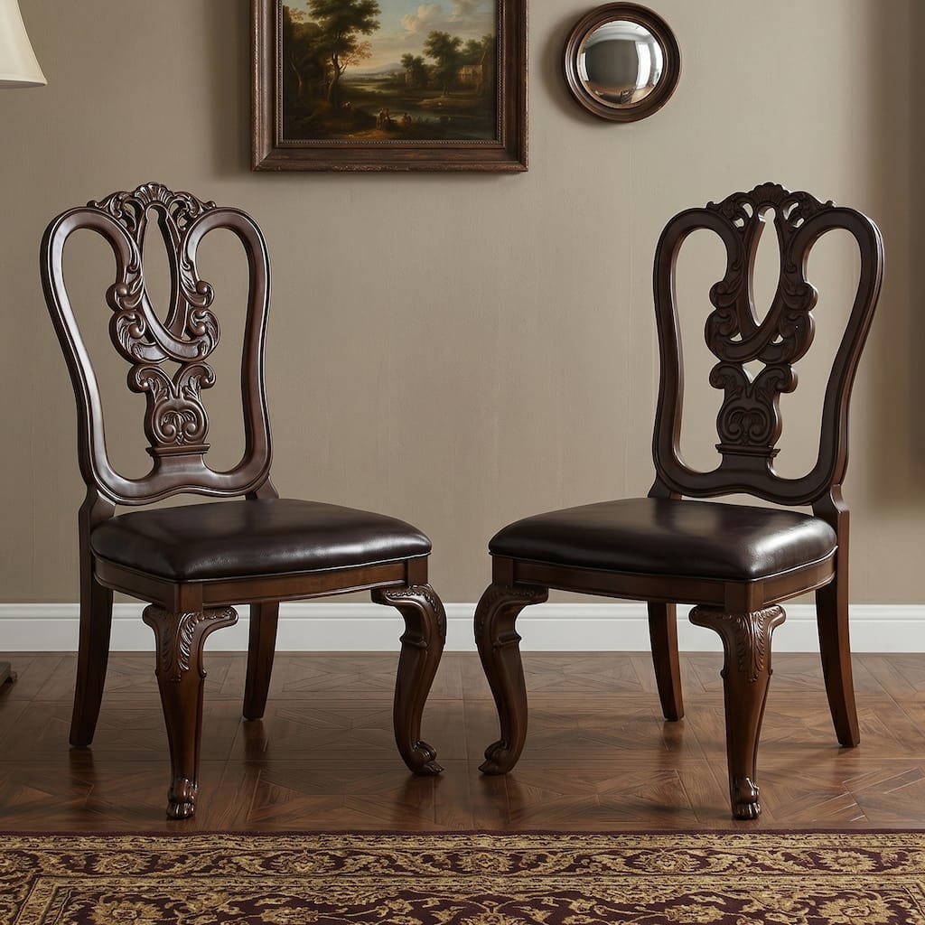 Furniture of America Kova Traditional Cherry Wooden Formal Dining Chairs (Set of 2)