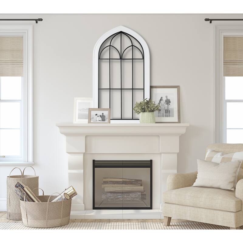 Kate and Laurel Rennel Wood Window Pane Arch Wall Decor