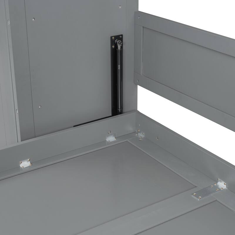 Space-Saving Queen Murphy Bed with Built-in Closet, Drawers and Shelves in Gray/White