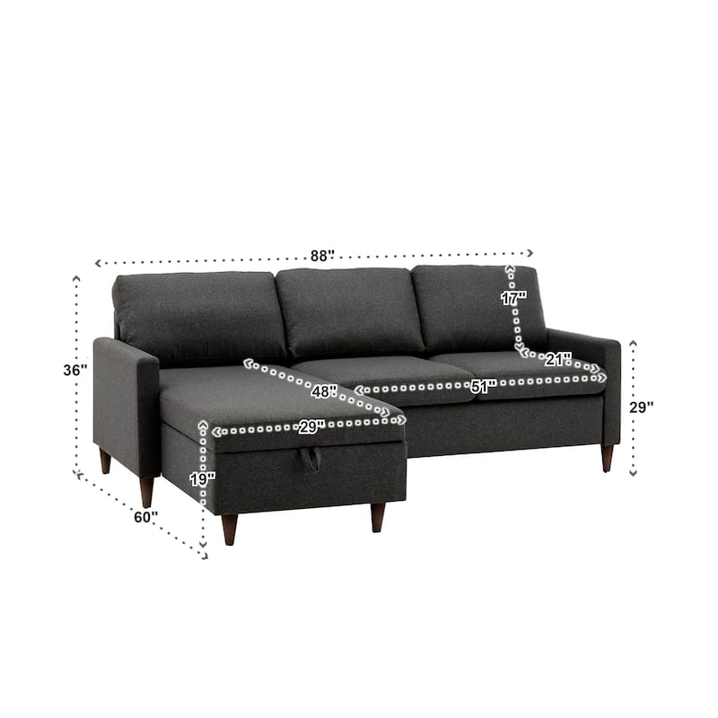 Parker L-shaped Sofa with Storage Chaise by iNSPIRE Q Modern