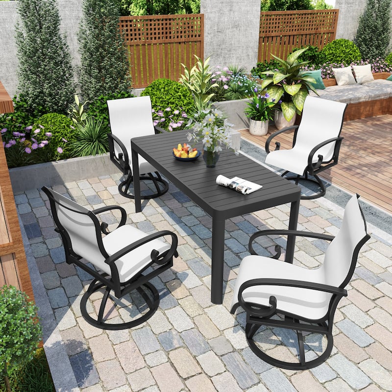 Pellebant Outdoor Aluminum Patio Swivel Dining Chairs Sunbrella