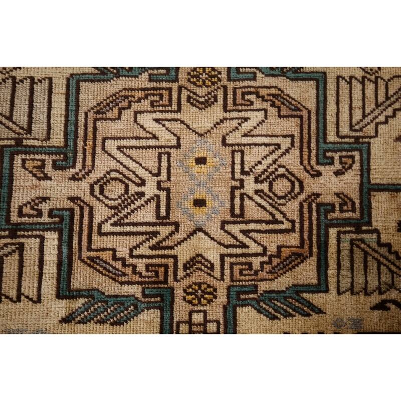Beige Ardebil Vintage Persian Runner Rug Handmade Tribal Wool Carpet - 2'10" x 9'5"
