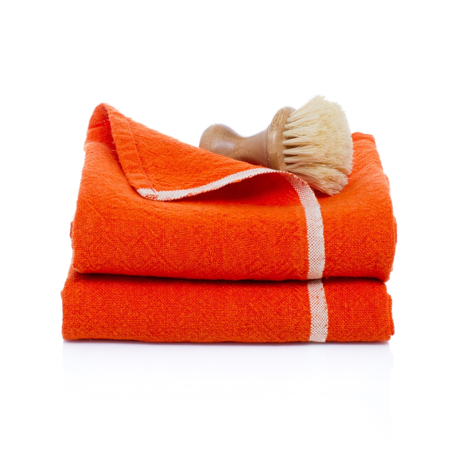 Caravan Set of 2 Chunky Linen Hand Towels in Red