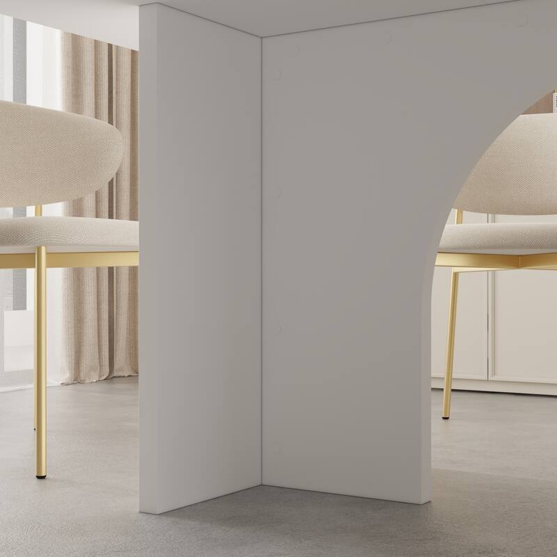 Modern White Rectangular Dining Table with Arch Base Minimalist Wood Kitchen Table Multifunctional for Home or Office