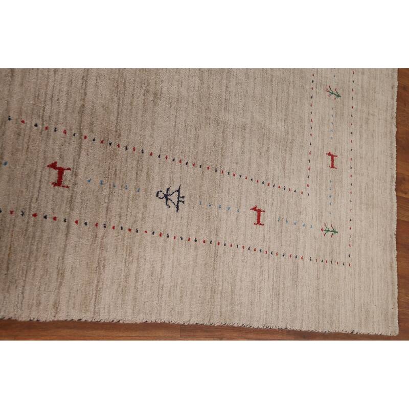 Striped Gabbeh Indian Area Rug Handmade Wool Carpet - 7'10"x 9'9"