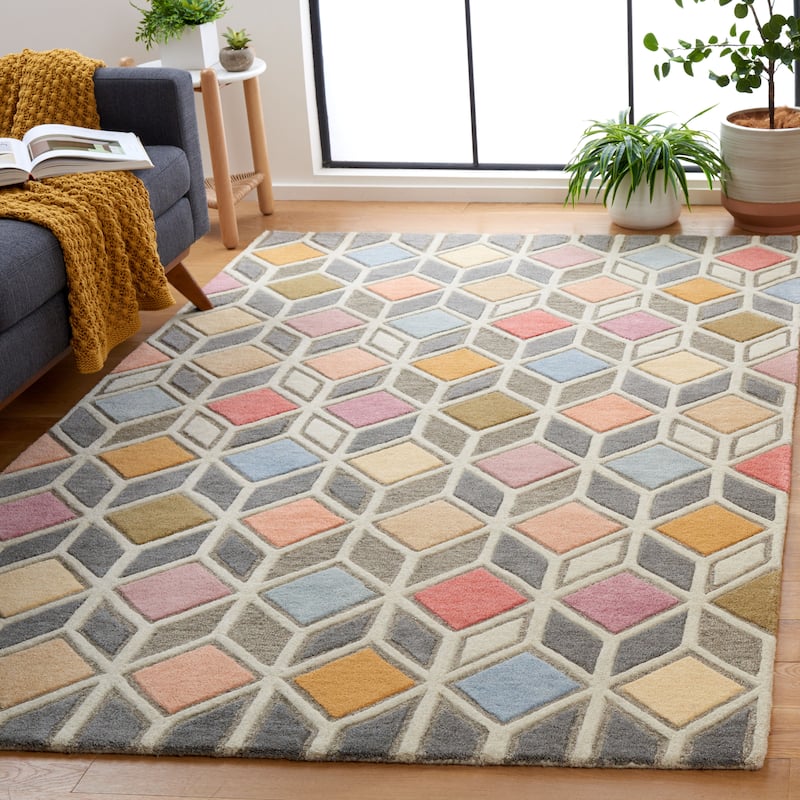 SAFAVIEH Handmade Rodeo Drive Alexys Mid-Century Modern Wool Rug - 6' Square - Grey/Beige