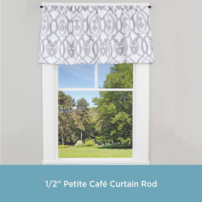 Kenney® Harris 1/2" Petite Café Decorative Window Curtain Rod, 28-48", Matte Black