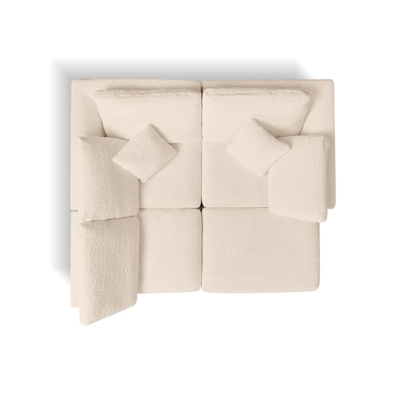 110" Modular L-Shape Cloud Sectional Sofa with Ottoman, 7 Pillows & Non-Slip Design