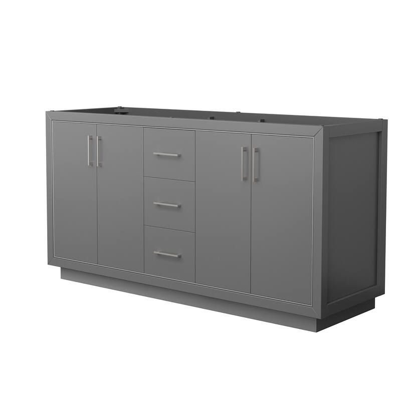Wyndham Collection WCF1111-66D-CX-MXX Icon 66" Double Free Standing - Dark Gray / Brushed Nickel Hardware