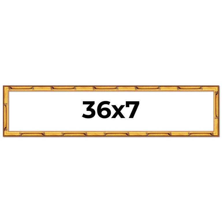 36x7 Frame Gold Bamboo Picture Frame Modern Photo Frame Includes UV Acrylic Shatter Guard Front Acid Free Foam Backing Board