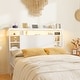 preview thumbnail 56 of 82, Headboards with Storage Shelves, Head Board with Power Outlet and LED Light for Bed Frame White - Full
