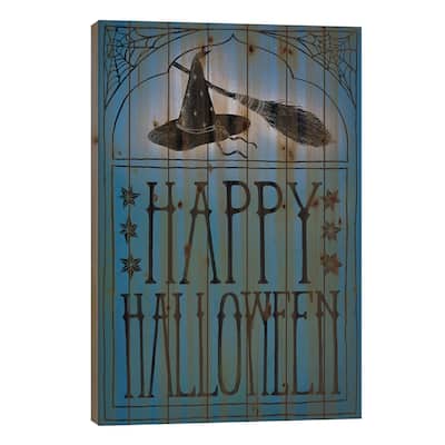 Happy Halloween Print On Wood by Sara Zieve Miller - Multi-Color