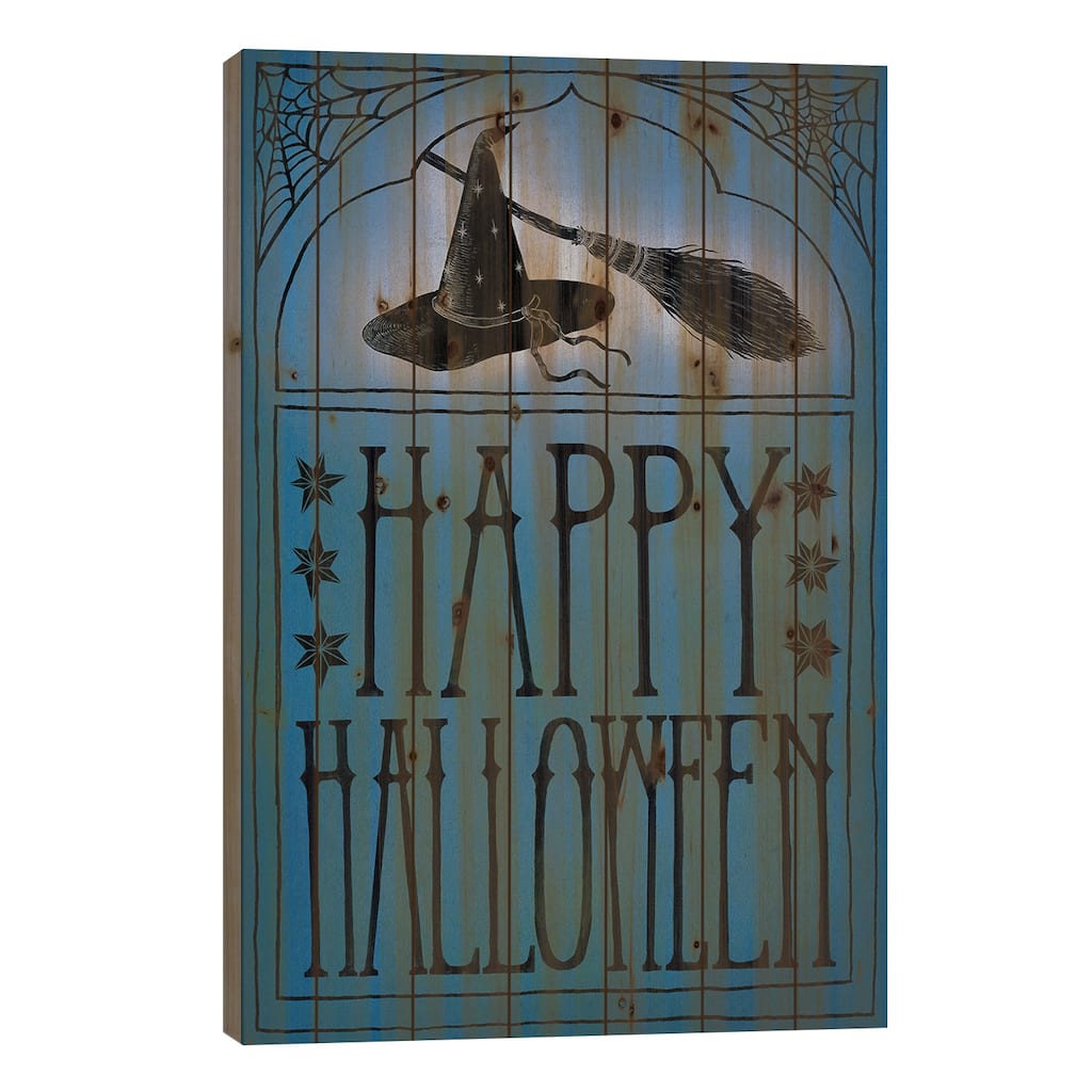 Happy Halloween Print On Wood by Sara Zieve Miller - Multi-Color