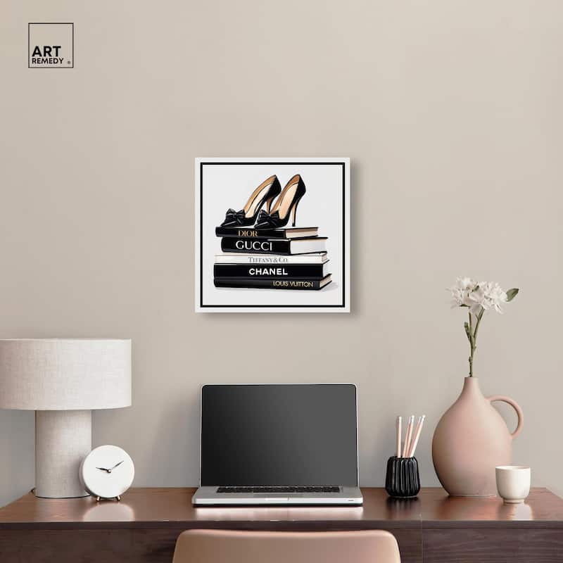 Ink Books and Heels Canvas by Art Remedy, Gallery Wrapped