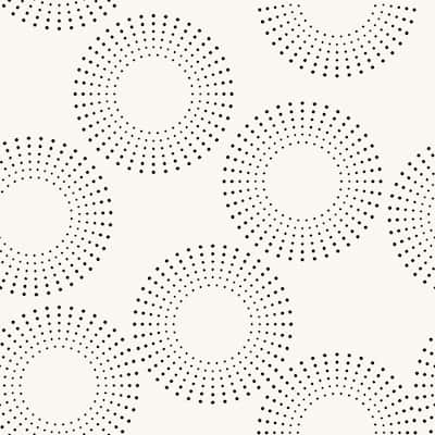 Black and White Dotted Circles Removable Wallpaper - 24'' inch x 10'ft