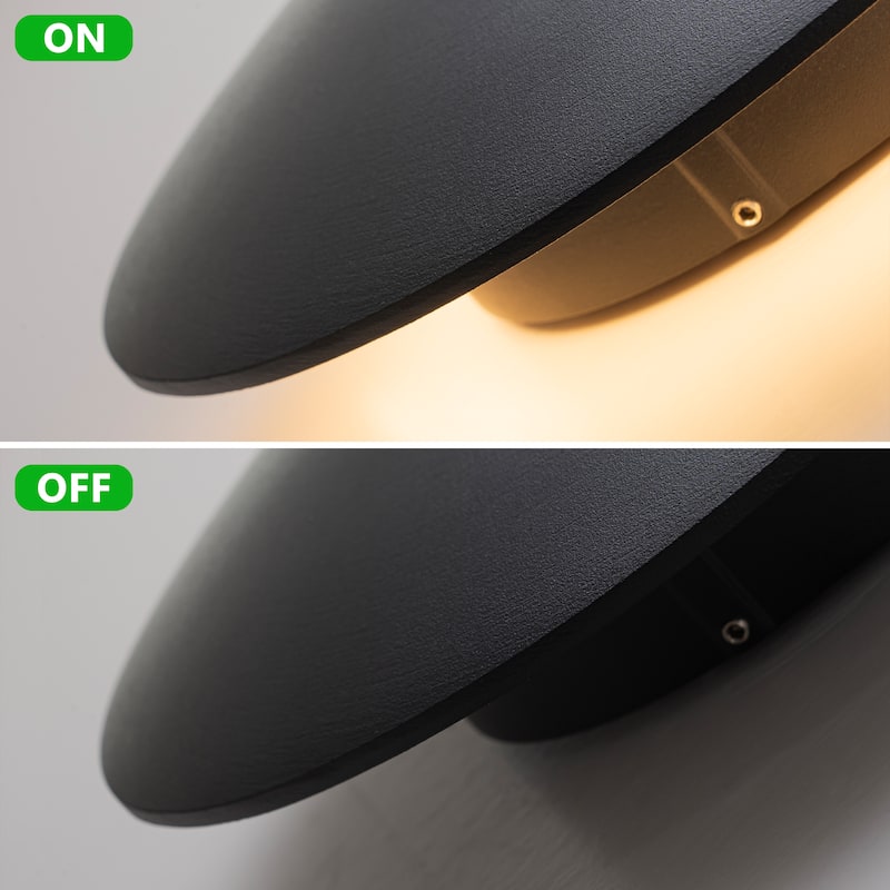 C Cattleya 2-pack Matte Black Aluminum Round Disc LED Indoor Outdoor Wall Sconce